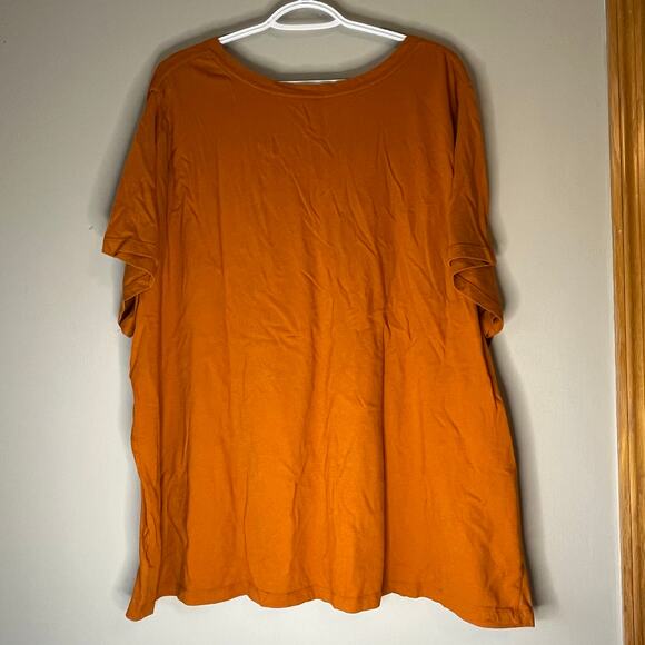 Ava & Viv Orange V-Neck T-Shirt Size 4X - Picture 2 of 13